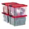 IRIS® 20.5qt. Clear Holiday Storage Boxes with Red Buckle Lids, 4ct.